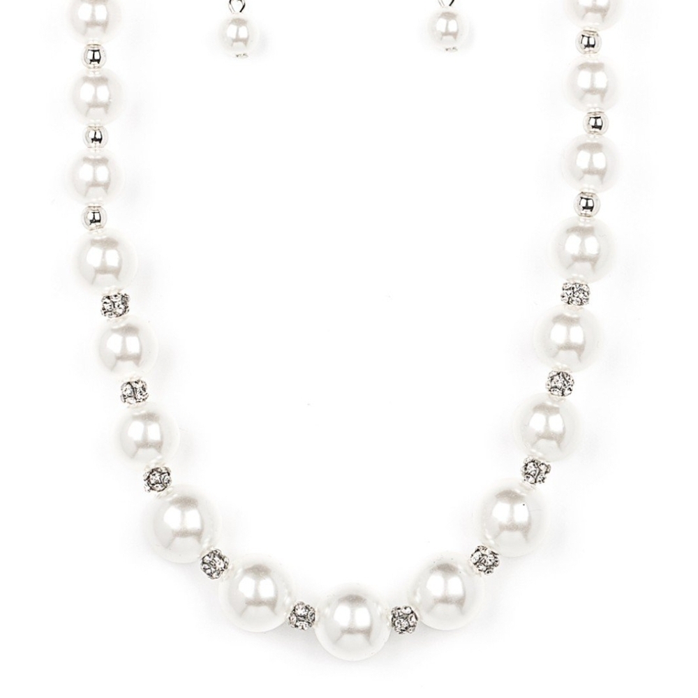 Paparazzi White and Silver Pearl Necklace Sail Away with Me Fashion Jewelry